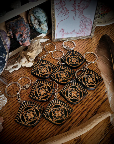 Cosmic Eye Black Wood Key Chains